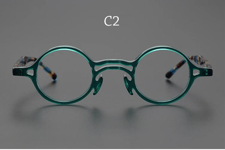 Yujo Men's Full Rim Small Round Double Bridge Acetate Eyeglasses 2058e Full Rim Yujo c2 CHINA