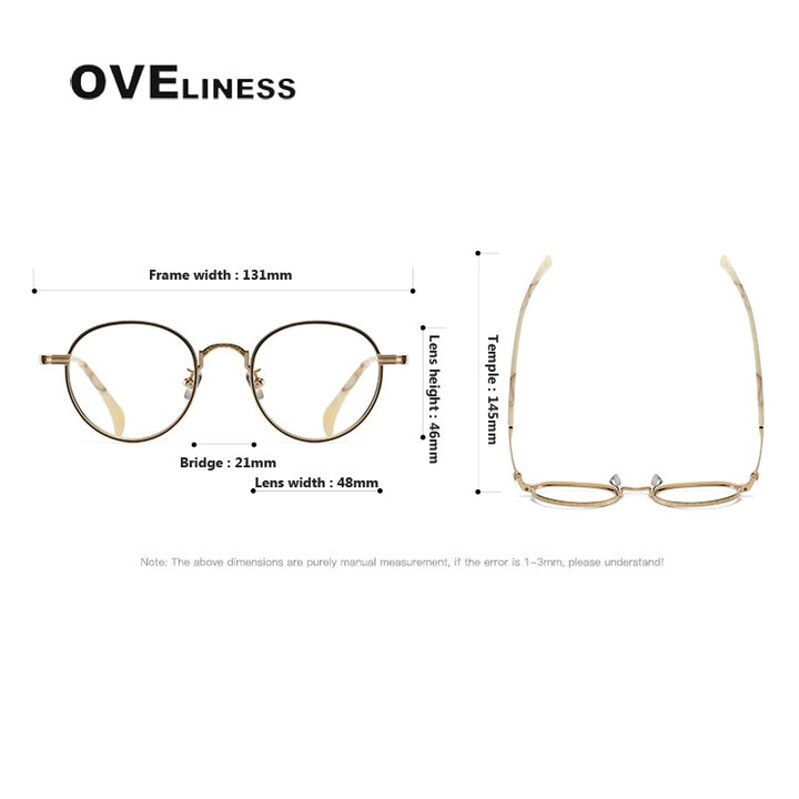 Oveliness Unisex Full Rim Round Titanium Eyeglasses 80862 Full Rim Oveliness