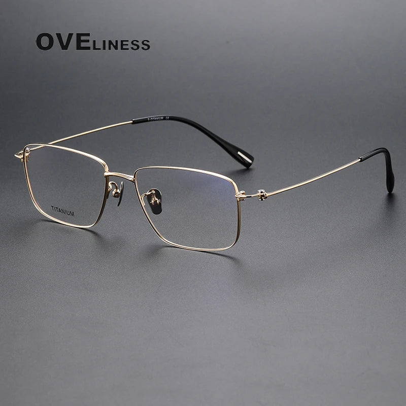 Oveliness Unisex Full Rim Square Titanium Eyeglasses 80916 Full Rim Oveliness gold  