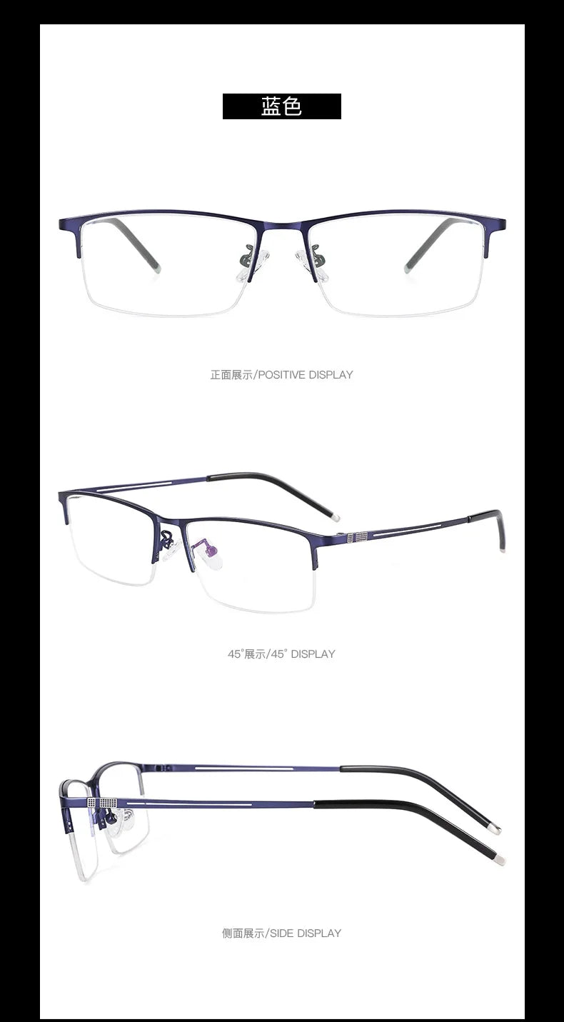 Reven Jate Men's Semi Rim Square Alloy Eyeglasses 990070 Semi Rim Reven Jate