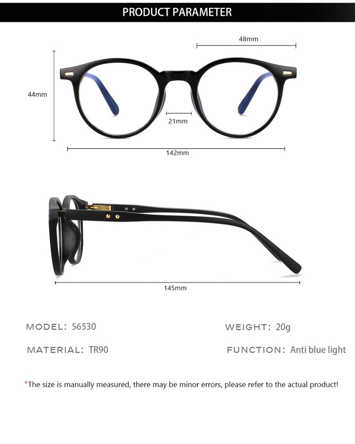 CCspace Unisex Full Rim Round Acetate Eyeglasses 56530 Full Rim CCspace