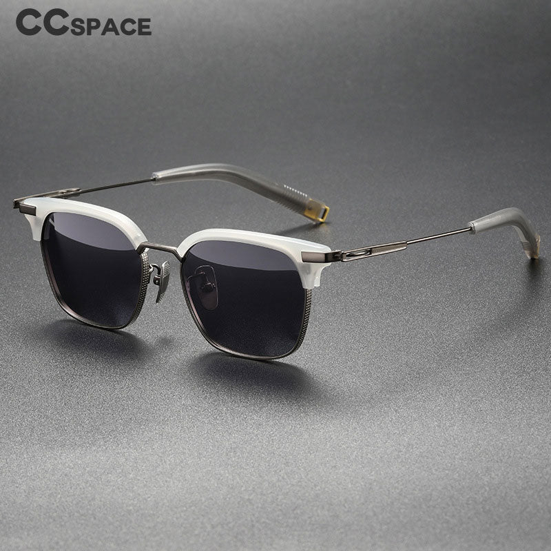CCspace Men's Full Rim Square Titanium Acetate Polarized Sunglasses 56249 Sunglasses CCspace Sunglasses