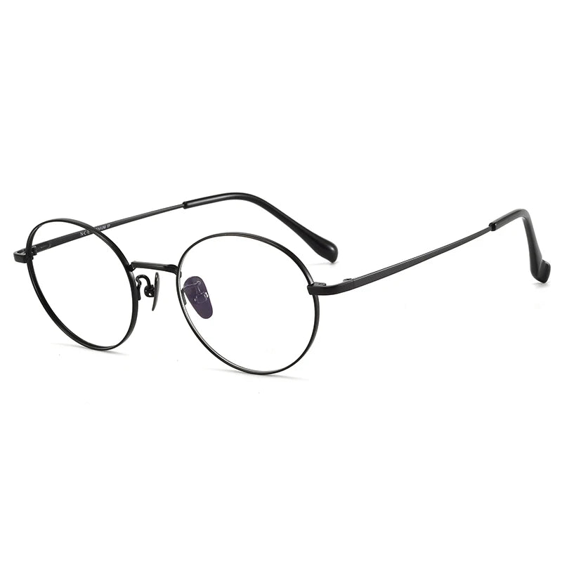 Bclear Unisex Full Rim Round Small Titanium Eyeglasses 86680 Full Rim Bclear black