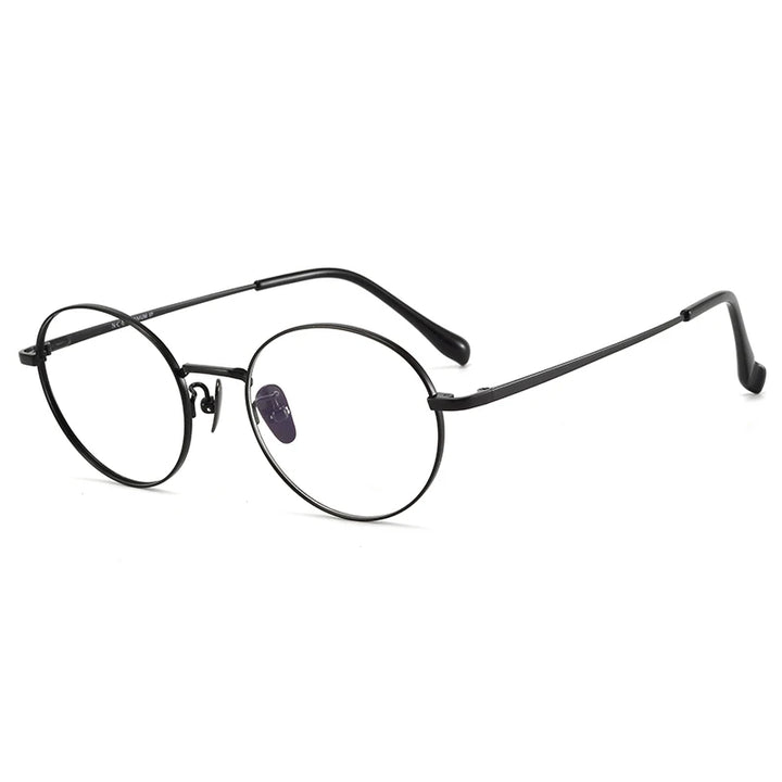 Bclear Unisex Full Rim Round Small Titanium Eyeglasses 86680 Full Rim Bclear black