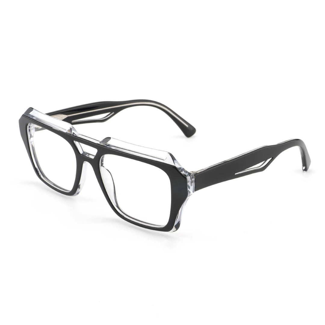 Hewie Unisex Full Rim Square Double Bridge Acetate Eyeglasses 923091