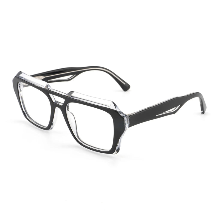 Hewie Unisex Full Rim Square Double Bridge Acetate Eyeglasses 923091
