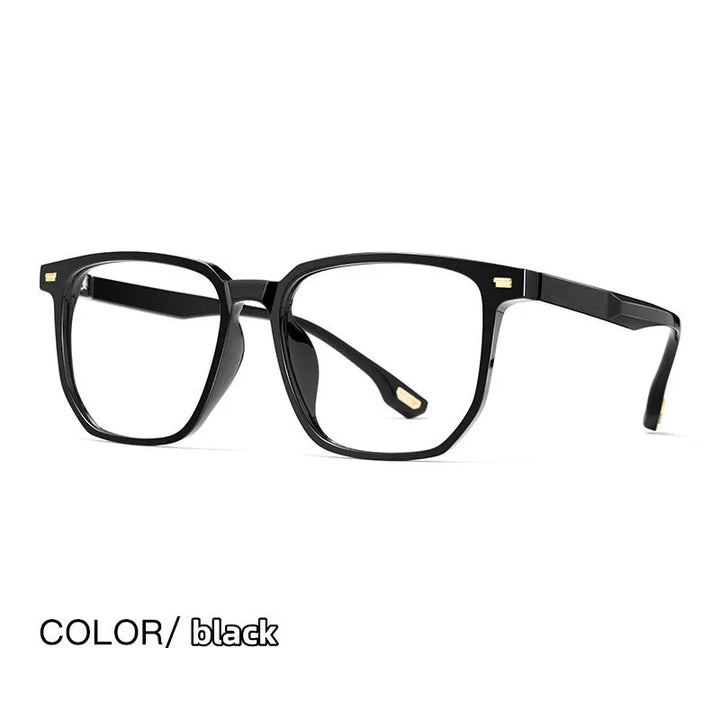 Kocolior Unisex Full Rim Oversized Square Tr 90 Hyperopic Reading Glasses 58092 Reading Glasses Kocolior Black 0 