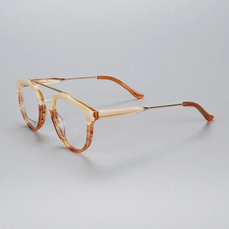 Hewei Unisex Full Rim Oval Double Bridge Titanium Acetate Eyeglasses 89203 Full Rim Hewei C1 CHINA