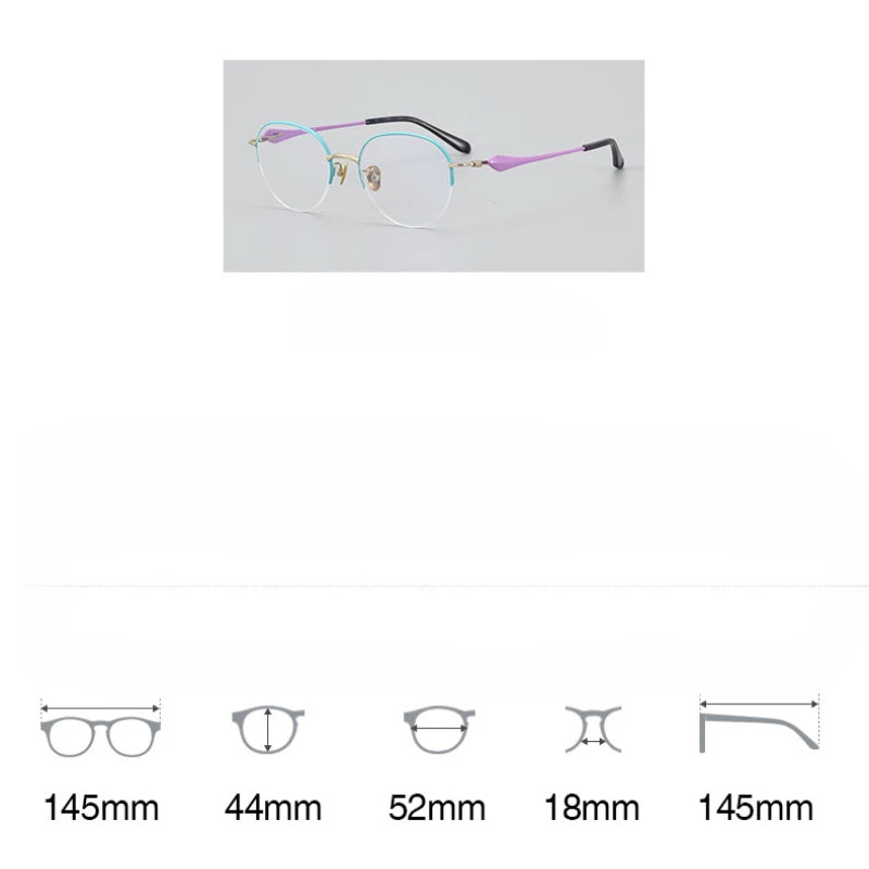 Hewei Unisex Semi Rim Stainless Steel Eyeglasses 415019 Semi Rim Hewei