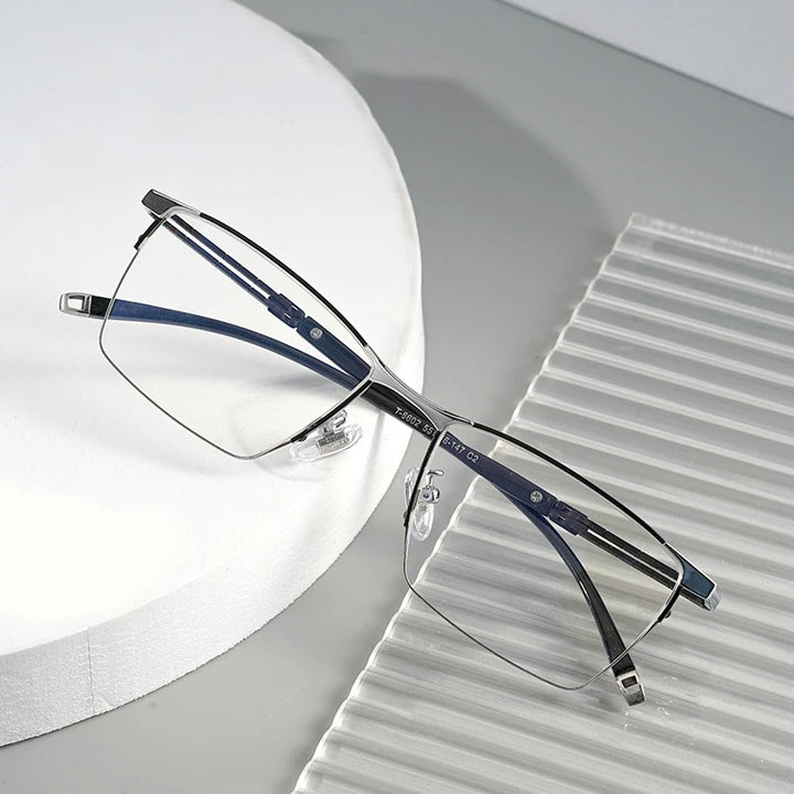 Hotochki Unisex Semi Rim Square Titanium Eyeglasses 860247