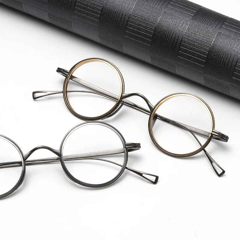 Black Mask Unisex Full Rim Round Titanium Eyeglasses Km123 Full Rim Black Mask