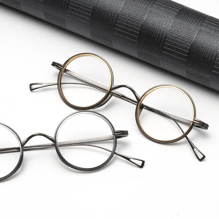 Black Mask Unisex Full Rim Round Titanium Eyeglasses Km123 Full Rim Black Mask