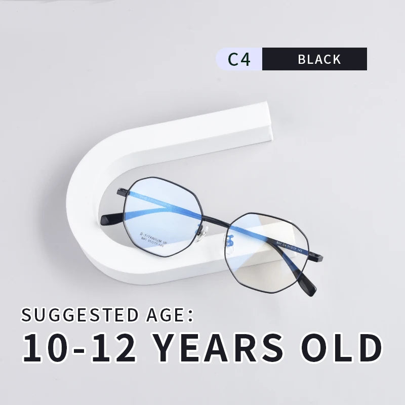 Secg Unisex Youth's Full Rim Polygon Titanium Eyeglasses 0241 Full Rim Secg C4 BLACK