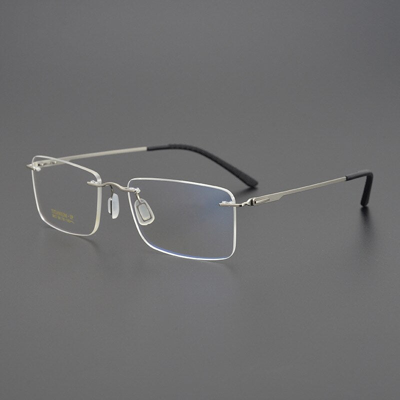 Bclear Unisex Rimless Square Titanium Eyeglasses My9912 Rimless Bclear   