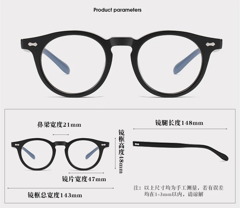 Black Mask Unisex Full Rim Round Acetate Eyeglasses Sh505 Full Rim Black Mask