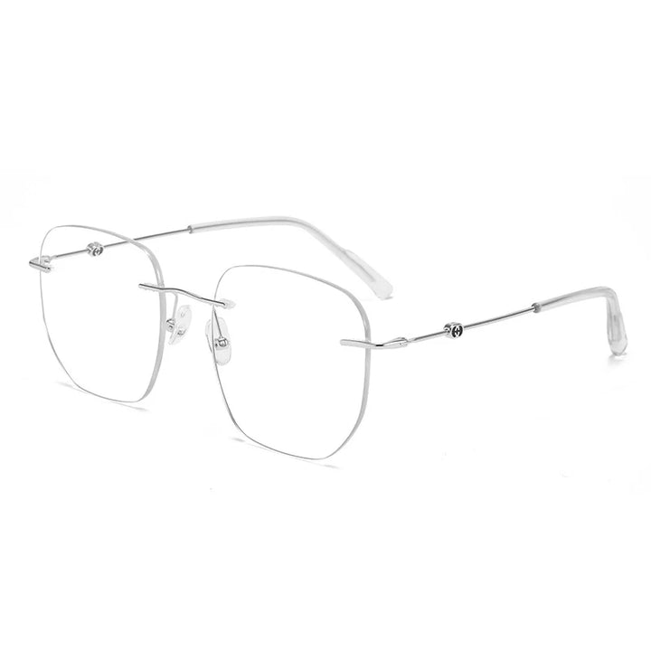 Xbora Women's Rimless Flat Top Polygon Alloy Eyeglasses 18260