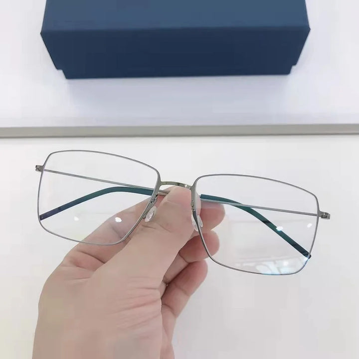 Aimee Unisex Rimless Square Screwless Titanium Eyeglasses 85508 Rimless Aimee Grey