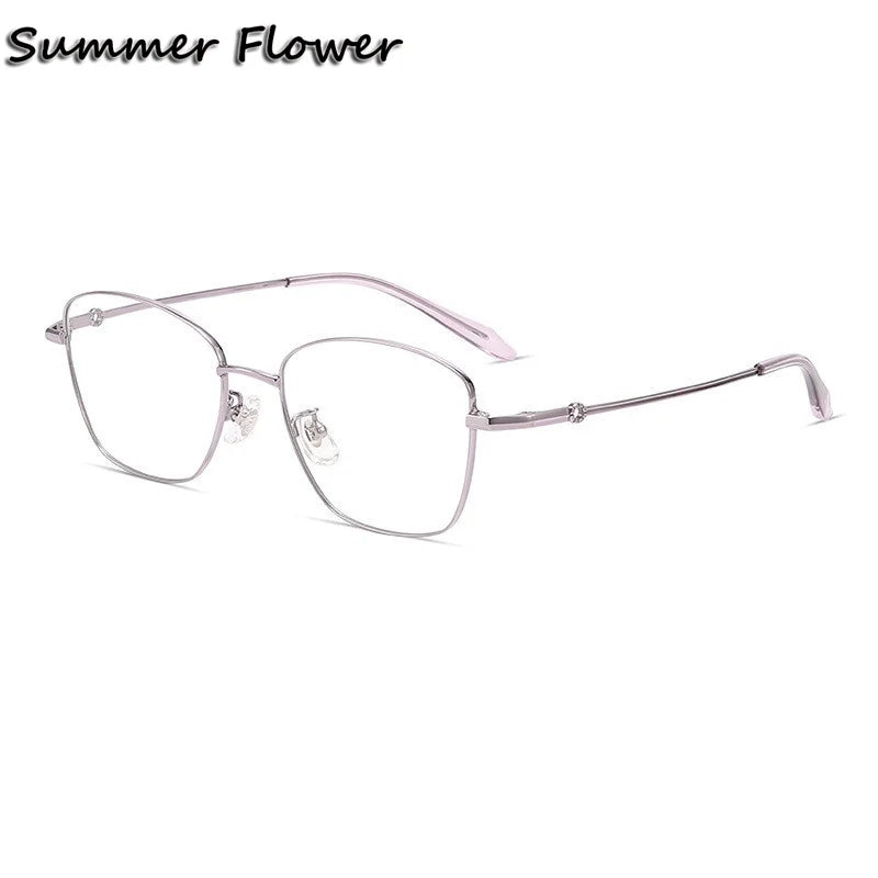 Summer Flower Women's Full Rim Polygon Cat Eye Titanium Eyeglasses 70703