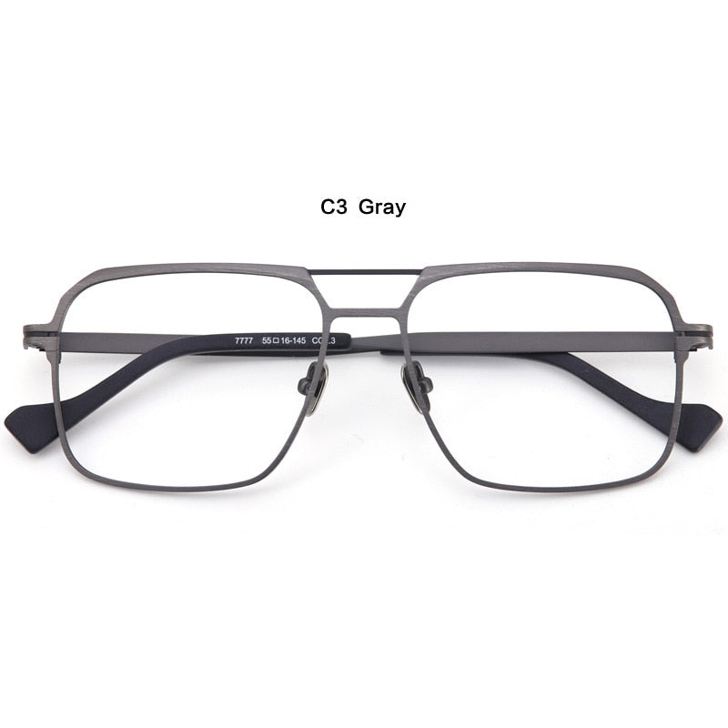 Muzz Unisex Full Rim Big Square Double Bridge  Titanium Eyeglasses 7777 Full Rim Muzz C3