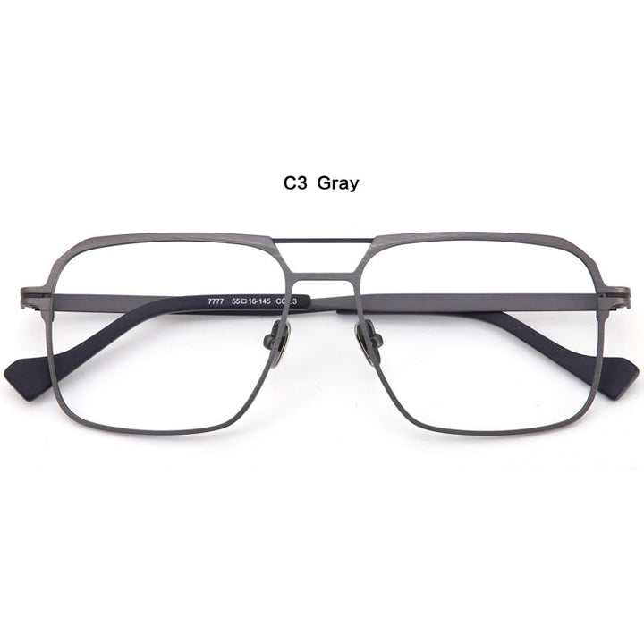 Muzz Unisex Full Rim Big Square Double Bridge  Titanium Eyeglasses 7777 Full Rim Muzz C3