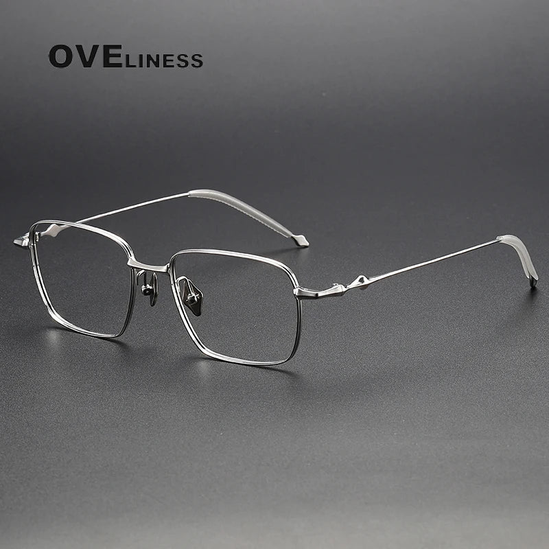 Oveliness Unisex Full Rim Square Titanium Eyeglasses 4118 Full Rim Oveliness silver