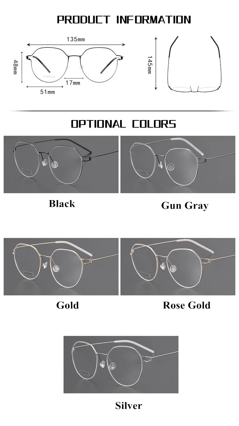Black Mask Women's Full Rim Flat Top Round Titanium Eyeglasses  64135