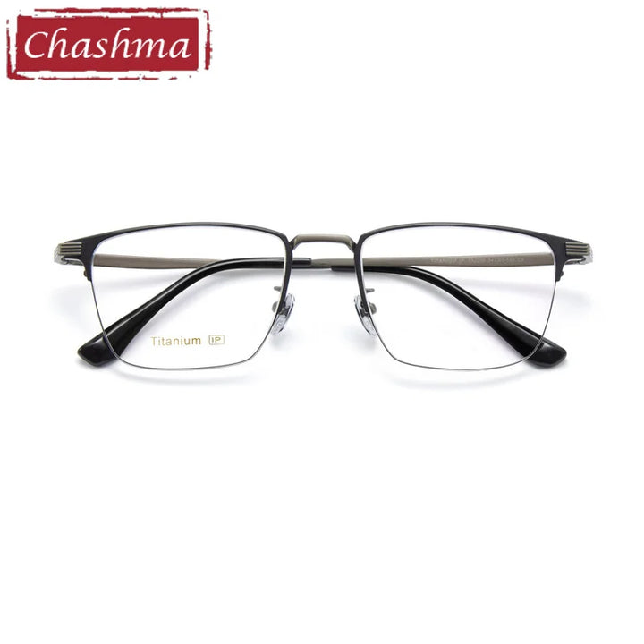 Chashma Ottica Unisex Semi Rim Square Titanium Eyeglasses 2209 Semi Rim Chashma Ottica Black Gray