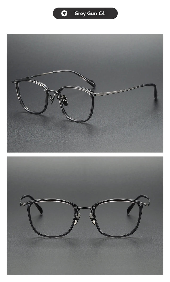 Oveliness Unisex Full Rim Square Acetate Titanium Eyeglasses Y053 Full Rim Oveliness grey gun