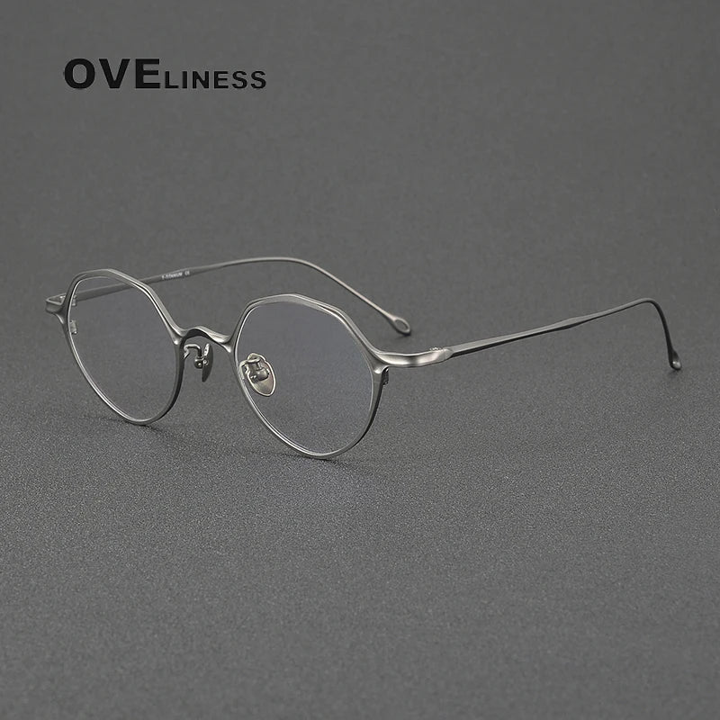 Oveliness Unisex Full Rim Irregular Round Titanium Eyeglasses 81019