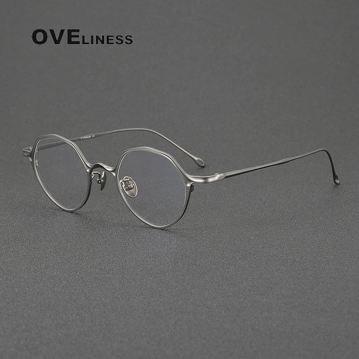Oveliness Unisex Full Rim Irregular Round Titanium Eyeglasses 81019