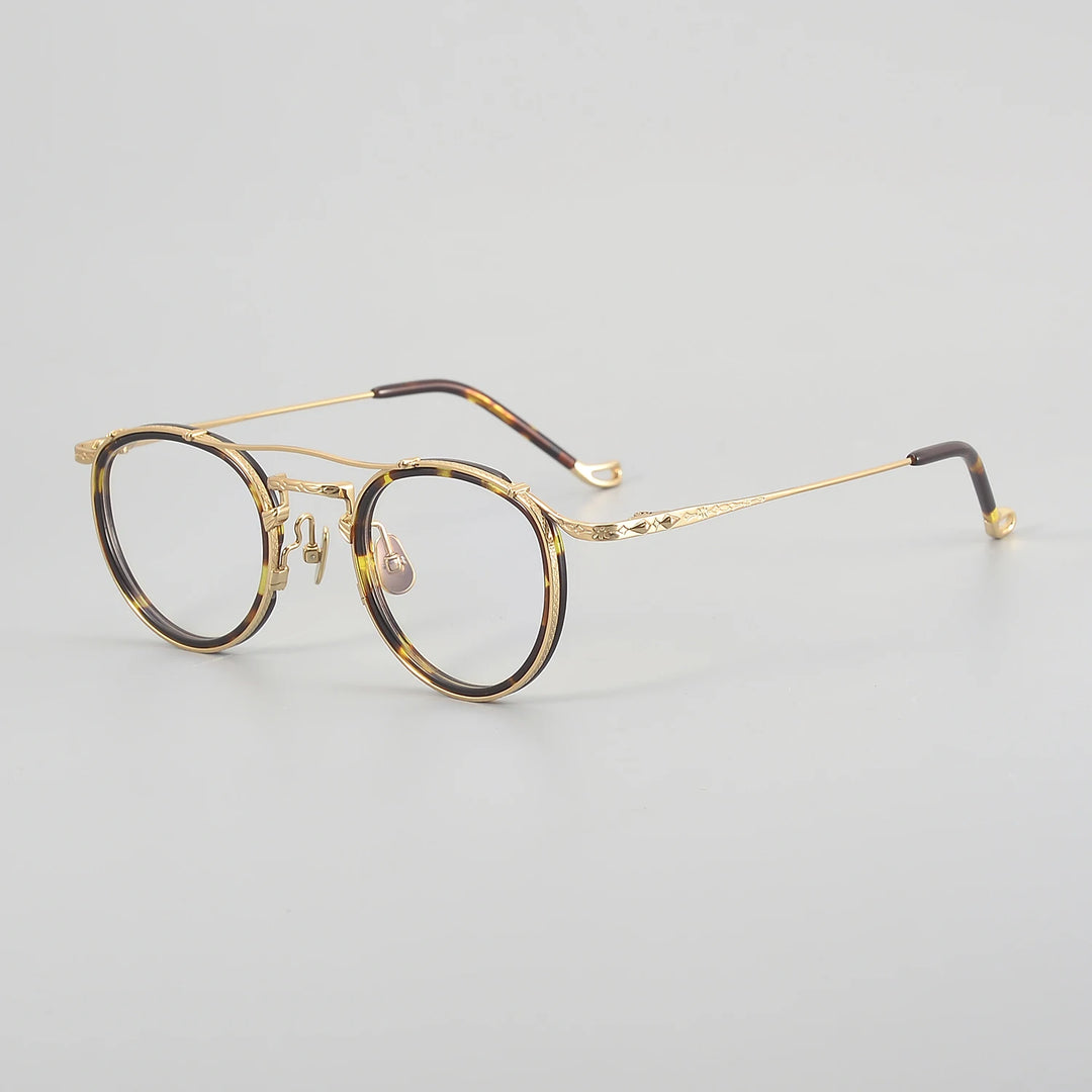 Muzz Unisex Full Rim Oval Double Bridge Titanium Acetate Eyeglasses 54915