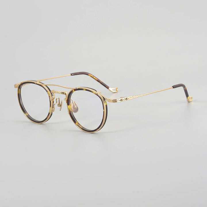Muzz Unisex Full Rim Oval Double Bridge Titanium Acetate Eyeglasses 54915