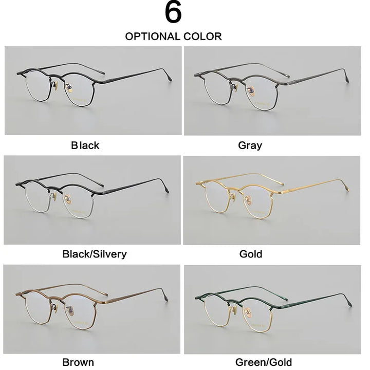 Muzz Unisex Full Rim Small Brow Line Polygon Titanium Eyeglasses Mu004 Full Rim Muzz