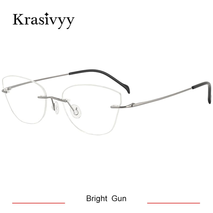 Krasivyy Women's Rimless Oval Cat Eye Titanium Eyeglasses 316086