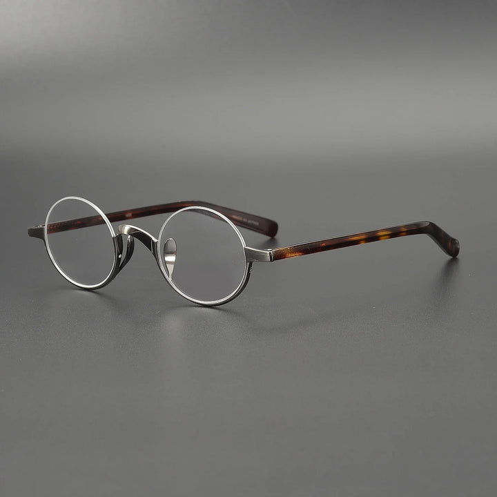 Aror Women's Semi Rim Round Titanium Acetate Eyeglasses 49480 Semi Rim Aror GRAY CN