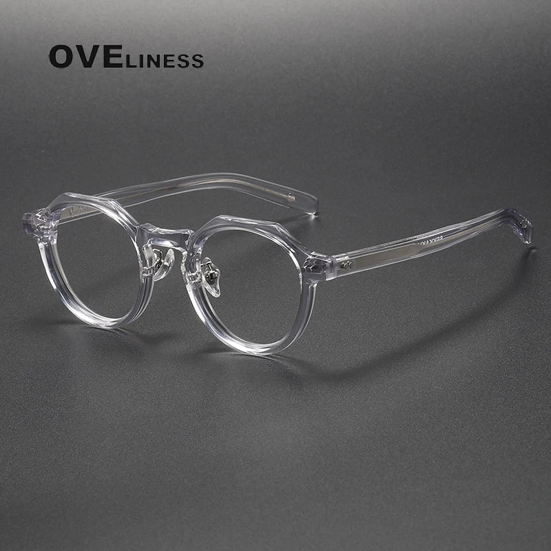 Oveliness Unisex Full Rim Round Acetate Eyeglasses V003 Full Rim Oveliness transparent