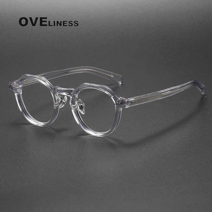 Oveliness Unisex Full Rim Round Acetate Eyeglasses V003 Full Rim Oveliness transparent