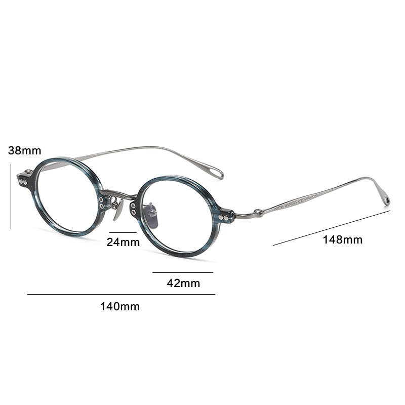 Gatenac Unisex Full Rim Round Acetate Titanium Eyeglasses Gxyj1089 Full Rim Gatenac