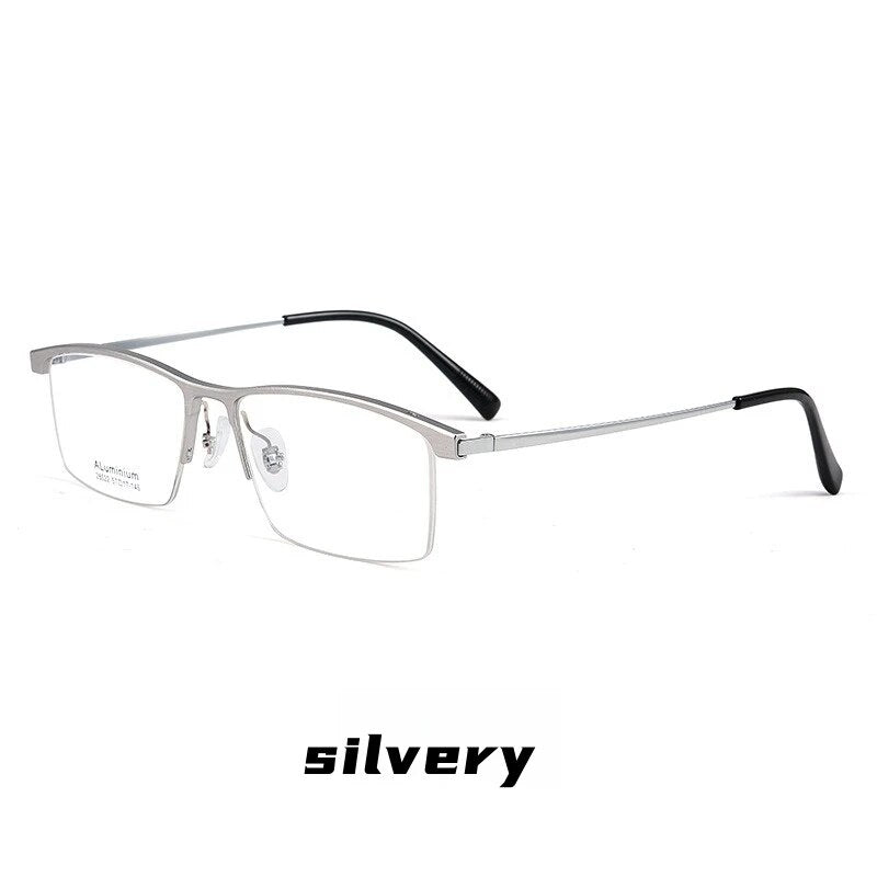 KatKani Men's Semi Rim Square Aluminum Magnesium Titanium Eyeglasses 28522 Semi Rim KatKani Eyeglasses silve China 