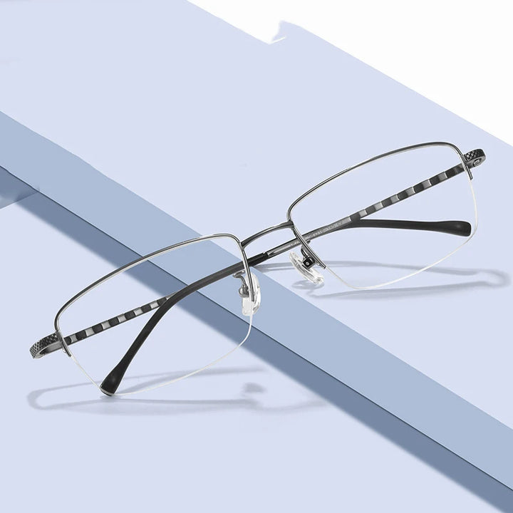 Bclear Men's Semi Rim Big Square Titanium Eyeglasses 7822 Full Rim Bclear