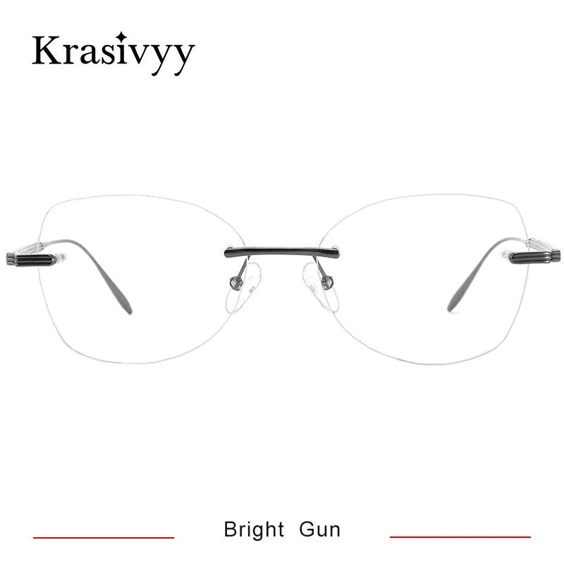 Krasivyy Women's Rimless Butterfly Titanium Eyeglasses Kr16083 Rimless Krasivyy Bright Gun CN 