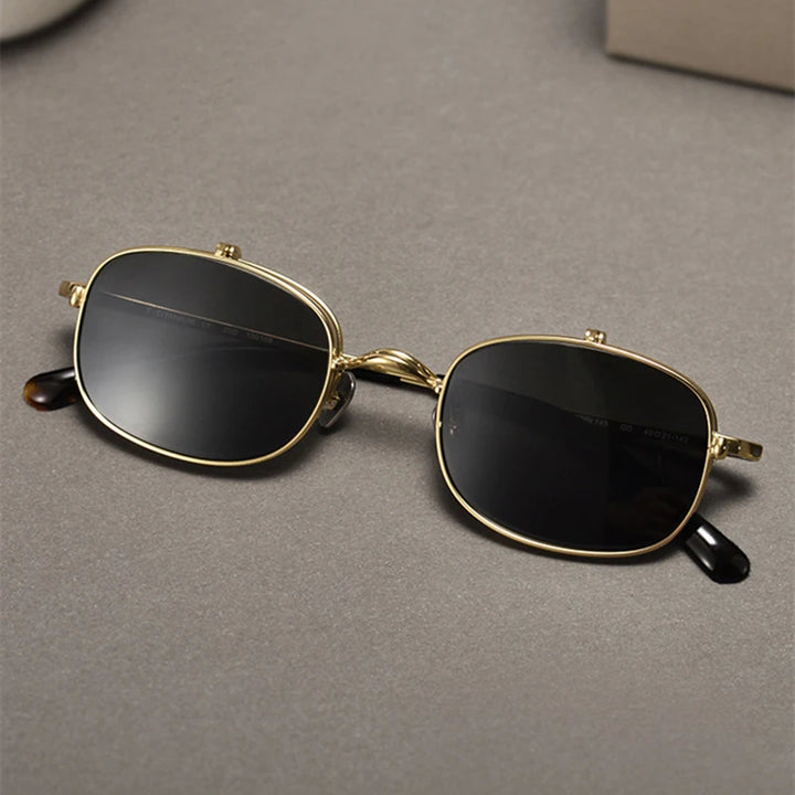 Black Mask Unisex Semi Rim Rectangle Titanium Eyeglasses Clip On Sunglasses K15 Semi Rim Black Mask