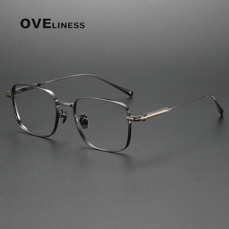 Oveliness Men's Full Rim Square Titanium Eyeglasses 80984 Full Rim Oveliness gun  