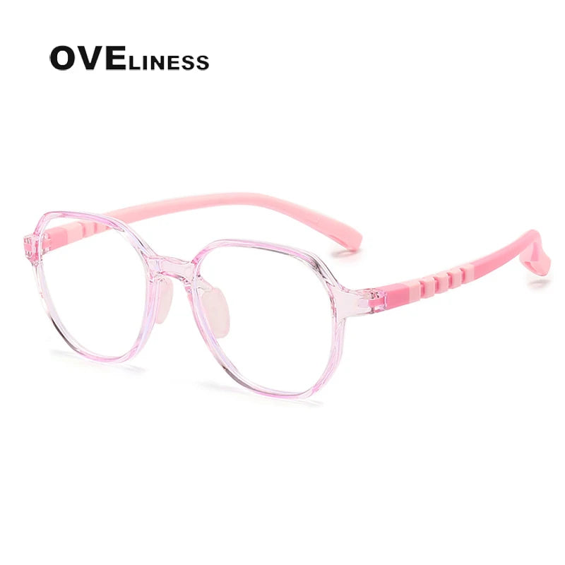 Oveliness Youth Unisex Full Rim Flat Top Oval Tr 90 Titanium Eyeglasses 91032 Full Rim Oveliness pink  