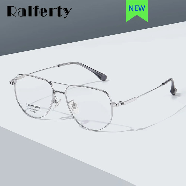 Ralferty Men's Full Rim Polygon Double Bridge Titanium Eyeglasses R629 Full Rim Ralferty