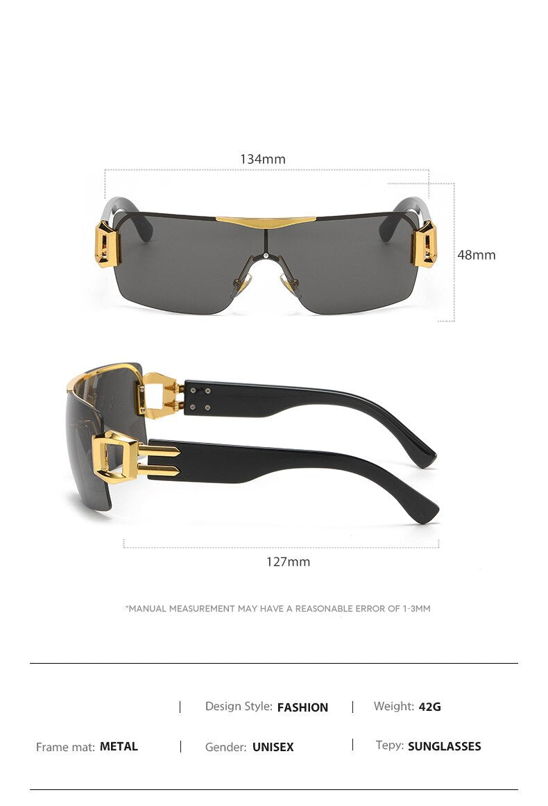CCspace Unisex Rimless Oversized Square Tr 90 One Lens UV400 Sunglasses 56326 Sunglasses CCspace Sunglasses
