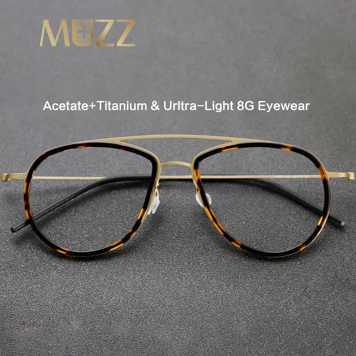 Muzz Unisex Full Rim Square Double Bridge Titanium Acetate Eyeglasses  5507 Full Rim Muzz