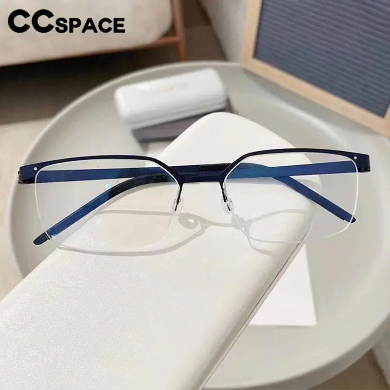 CCSpace Men's Semi Rim Square Screwless Titanium Eyeglasses 56871 Semi Rim CCspace