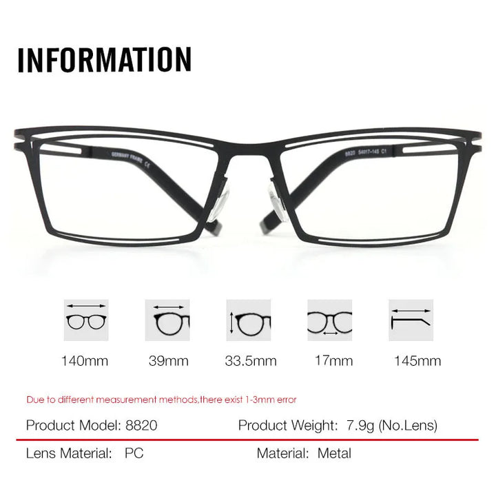 Aror Unisex Full Rim Square Double Rim Steel Eyeglasses 48820