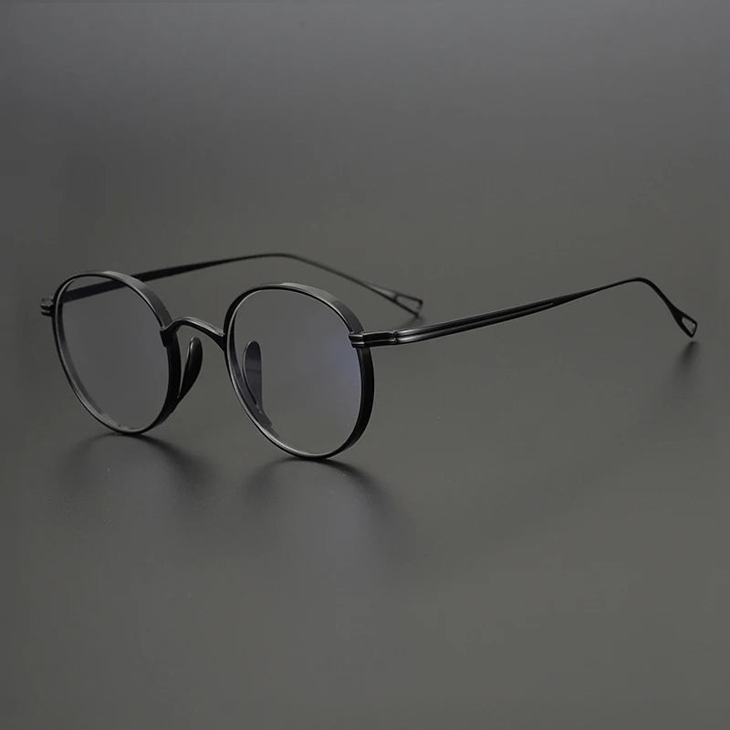 Gatenac Unisex Full Rim Round Small Titanium Eyeglasses Gxyj1447 Full Rim Gatenac Black